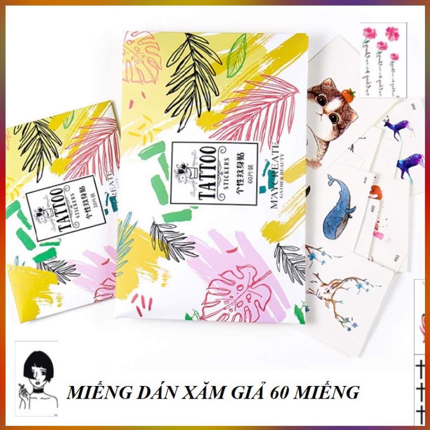 Set 60 Miếng Dán Hình Xăm Giả Không Thấm Nước Thời Trang