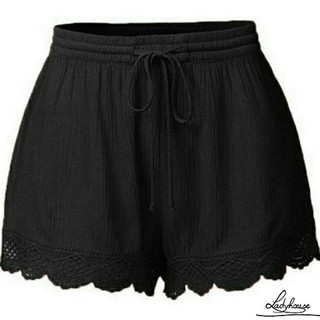 Mes-new Thời Trang Nữ Co Giãn Eo Dây Rút Ren Viền Đi Biển Quần Short