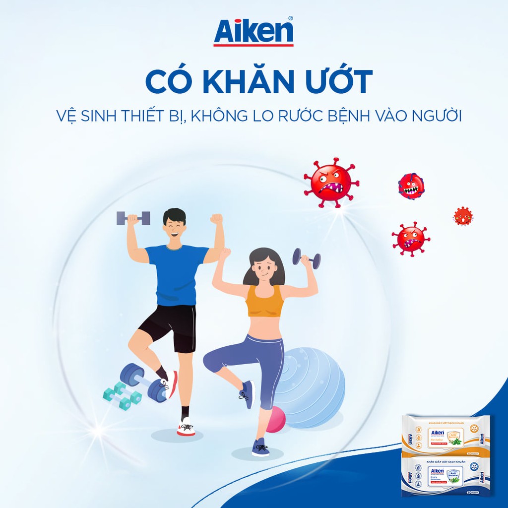 Aiken Combo 6 Gói Khăn Ướt Sạch Khuẩn Chiết Xuất Trà Xanh 20 tờ/gói