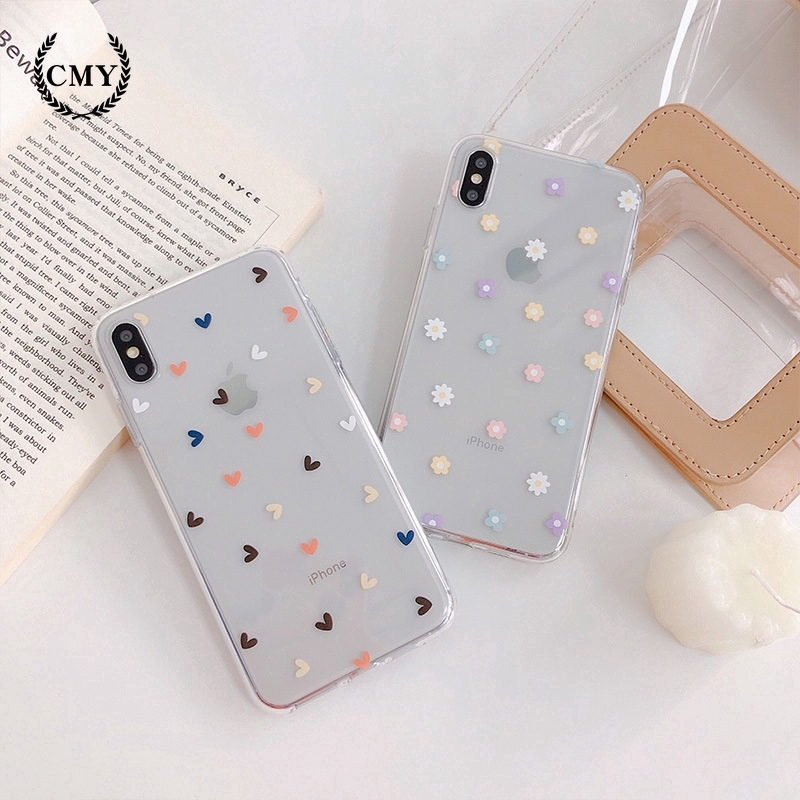 Ốp lưng in hình bông hoa/trái tim xinh xắn cho iPhone11/11Pro 11pro Max X XR XS XS MAX 6 7 8 plus SE | BigBuy360 - bigbuy360.vn