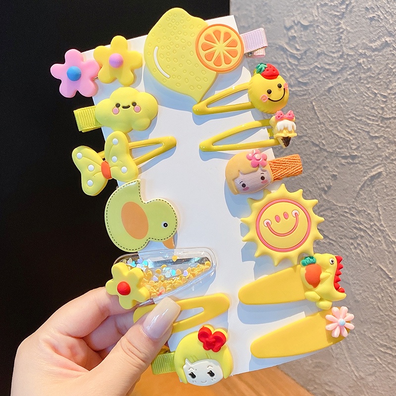 Cartoon Animal Fruit Kids Hair Clip Set Fashion Rainbow Cloud Hairpin Hair Accessories for Women