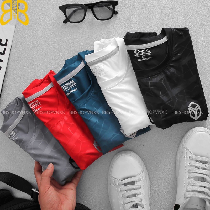 Áo thun nam tay ngắn cổ tròn, chất thun lạnh đập vân chìm thoáng mát, 5 màu 5 size - Dumian shop