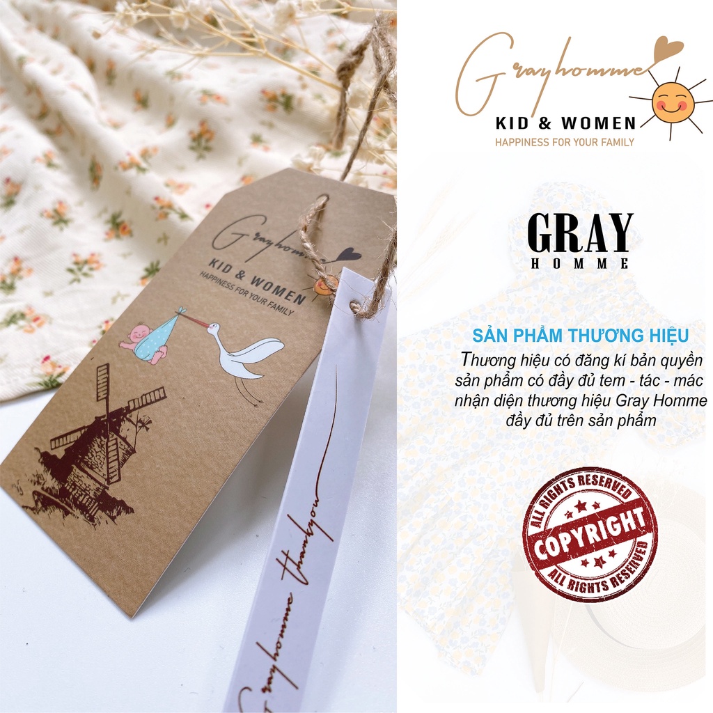 Váy bé gái 2 dây GRAYHOMME họa tiết hoa nhí, dáng rộng, chất Đũi Lụa thoáng mát thấm hút mồ hôi tốt (VK008)