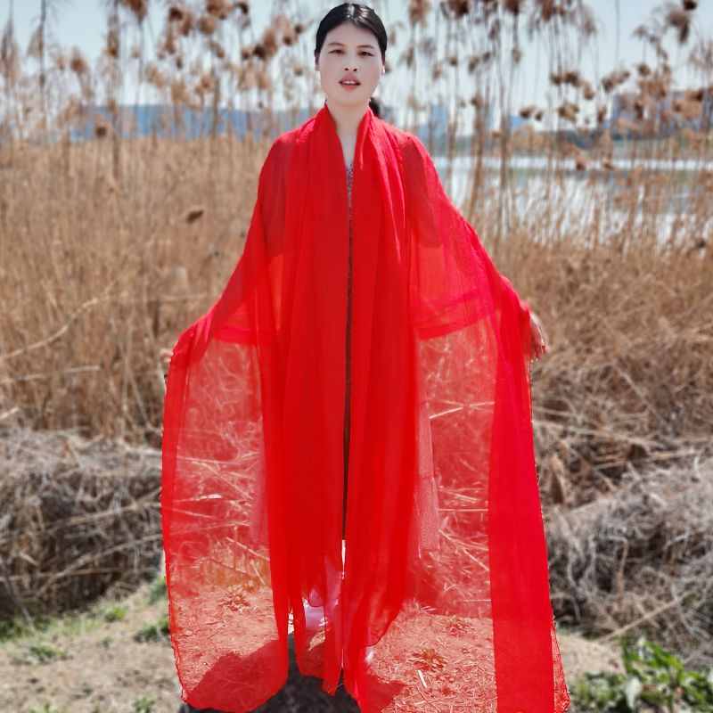 Khăn Choàng Dài Chống Nắng Bằng Vải Voan Màu Trắng Trơn Thời Trang Đi Biển Mùa Hè Dành Cho Nữ