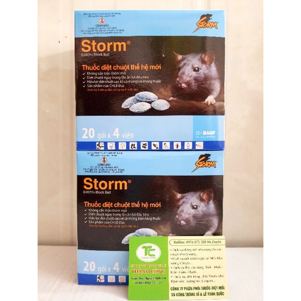 Thuốc diệt chuột Storm Bafs Đức hộp 20 gói× 4 viên (tặng bao tay)