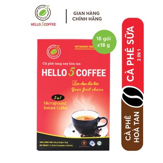 Cafe Sữa Hòa Tan 3 in1 Hello 5 Coffee - Hộp 18 gói x 18g