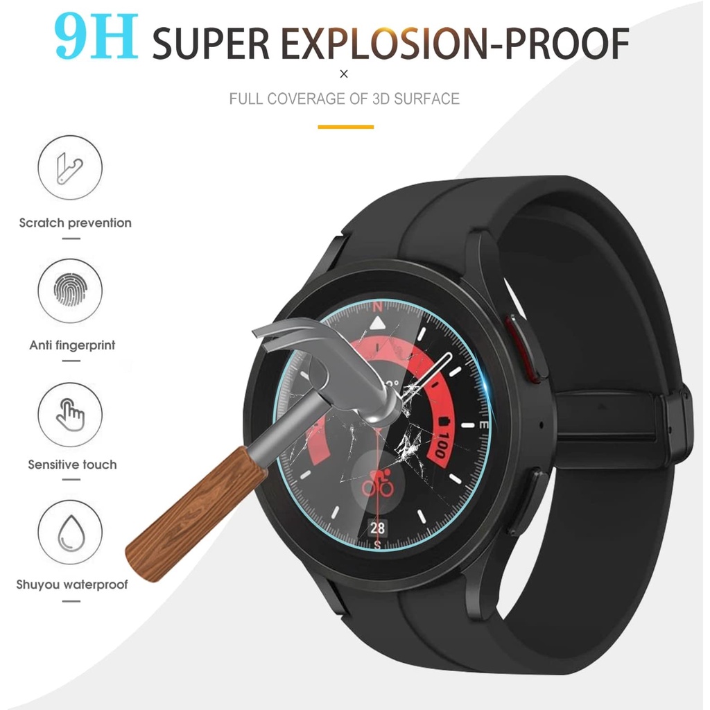 Set 3 Kính Cường Lực Bảo Vệ Màn Hình Đồng Hồ Samsung Galaxy Watch 5 44mm 40mm 5 Pro