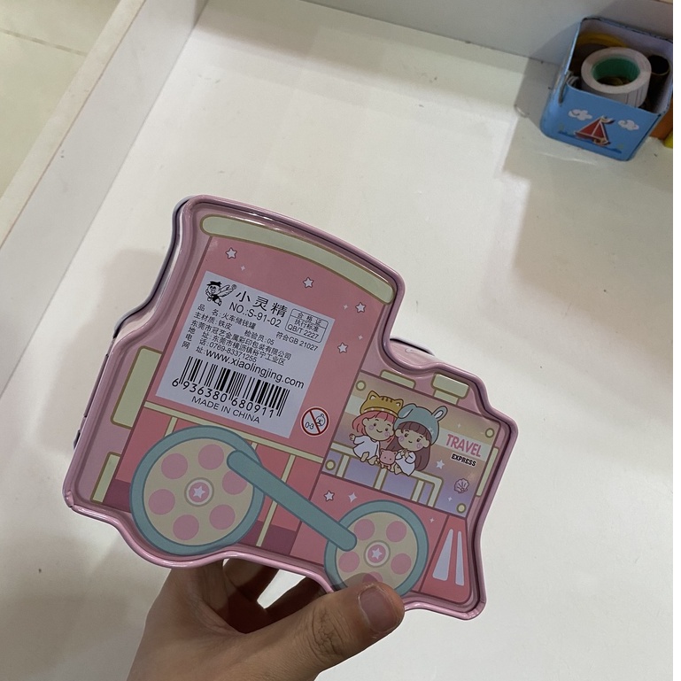 Hộp Tiết Kiệm Tiền Hình Tàu Hỏa Có Khóa - Két Sắt Mini Kích Thước 17x14x7cm