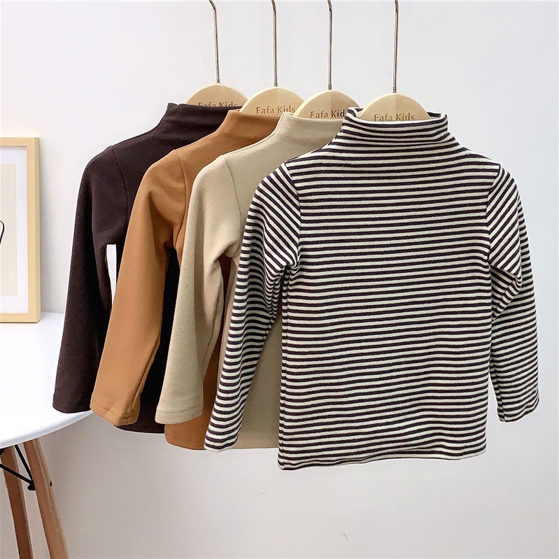 [Hàng Mới Về] Áo Thun Cotton Tay Dài Màu Trơn Phong Cách Hàn Quốc Cho Bé Gái
