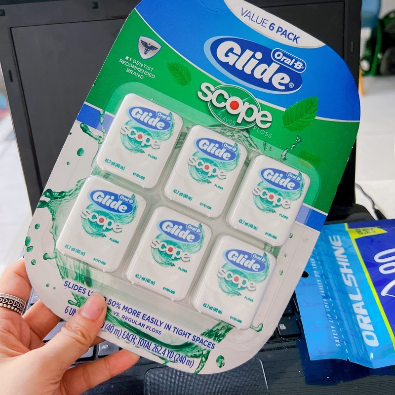 Chỉ nha khoa Glide Oral B USA 44m - vỉ 6 cái MINT- HÀNG MỸ AUTH