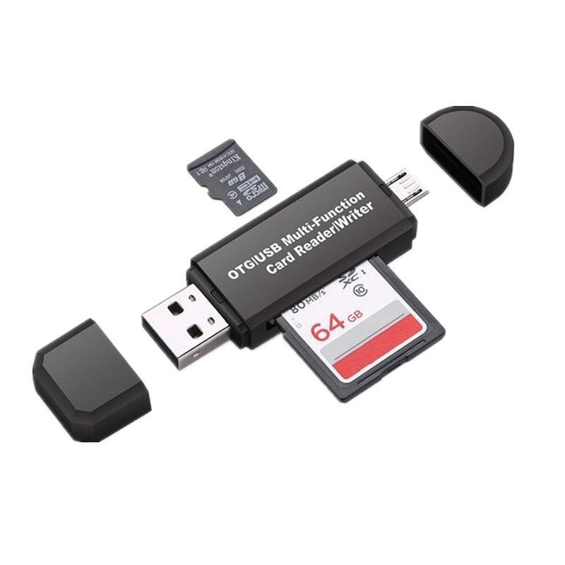 Thiết bị đọc thẻ nhớ đa năng Micro SD/SD màu đen