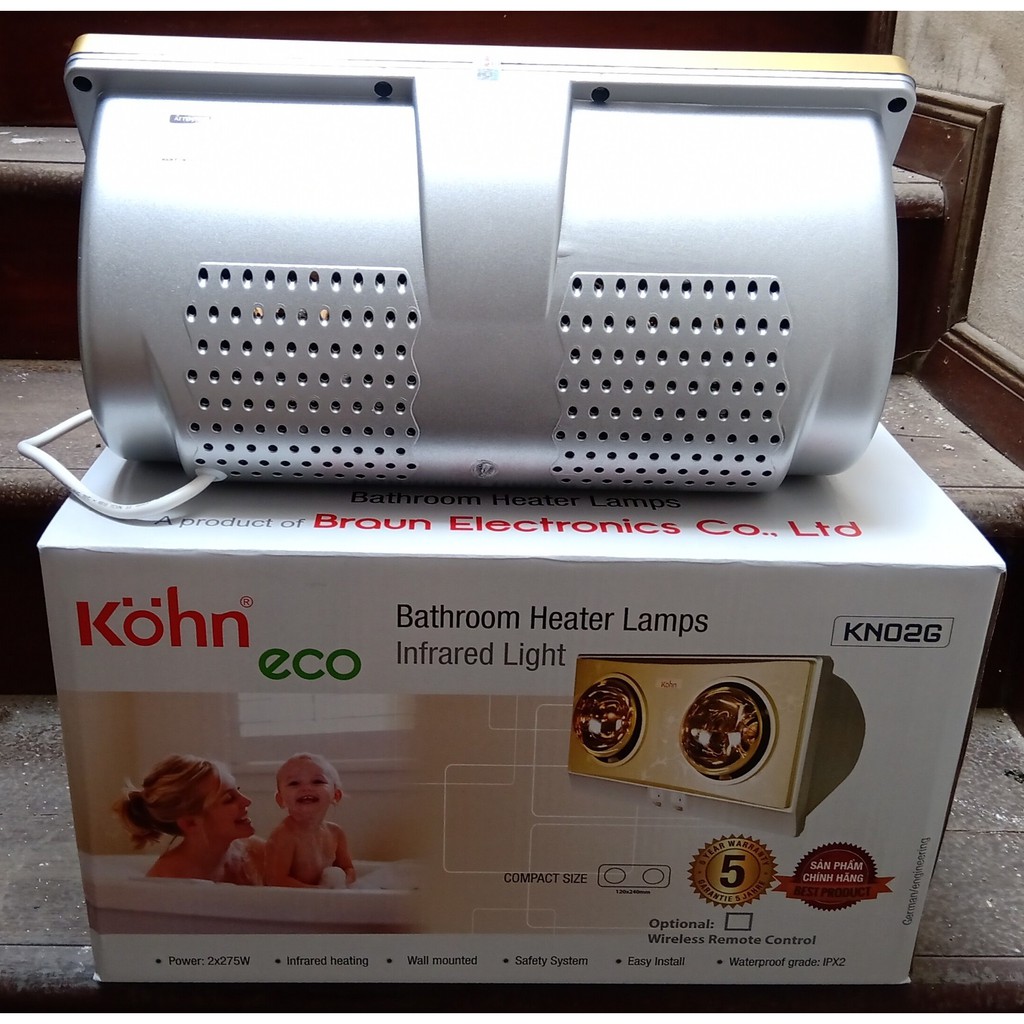 Đèn sưởi nhà tắm 2 bóng Braun Kohn KN02G