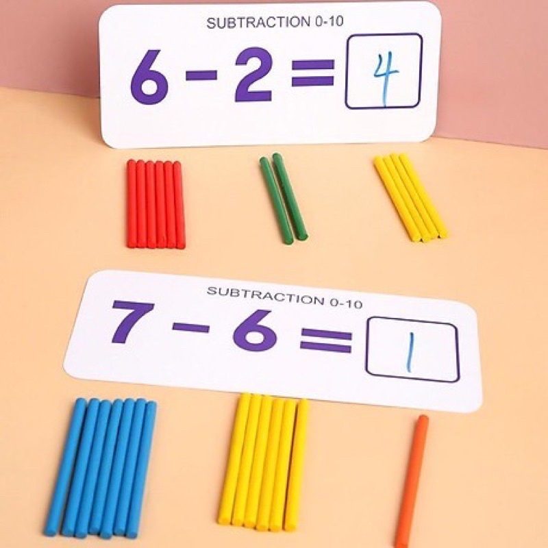 Đồ chơi bộ que tính và thẻ làm toán I love Mathematics, thiết bị học tập cho bé