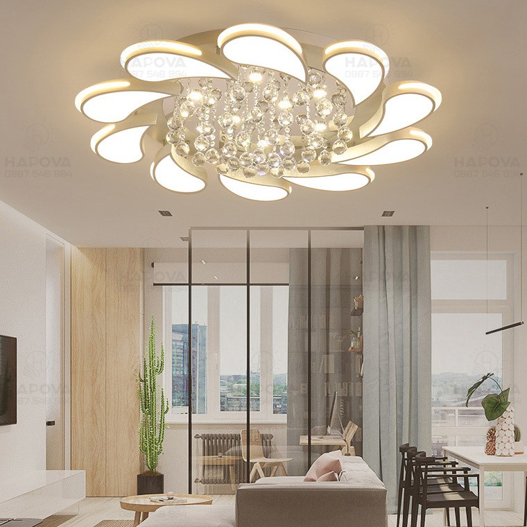 Đèn ốp trần, đèn trần phòng khách bằng pha lê HAPOVA GENER 0905