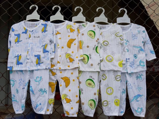 bộ cotton giấy dài tay quần dài CÚC GIỮA bé trai bé gái size 5-16kg5-16kg ko