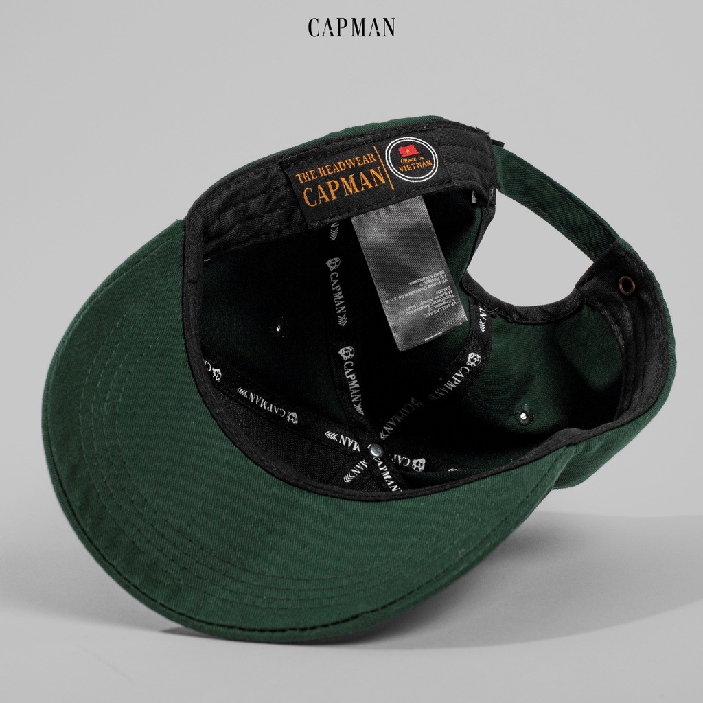 Mũ lưỡi trai thể thao CAPMAN chính hãng phong cách unisex màu xanh rêu trơn