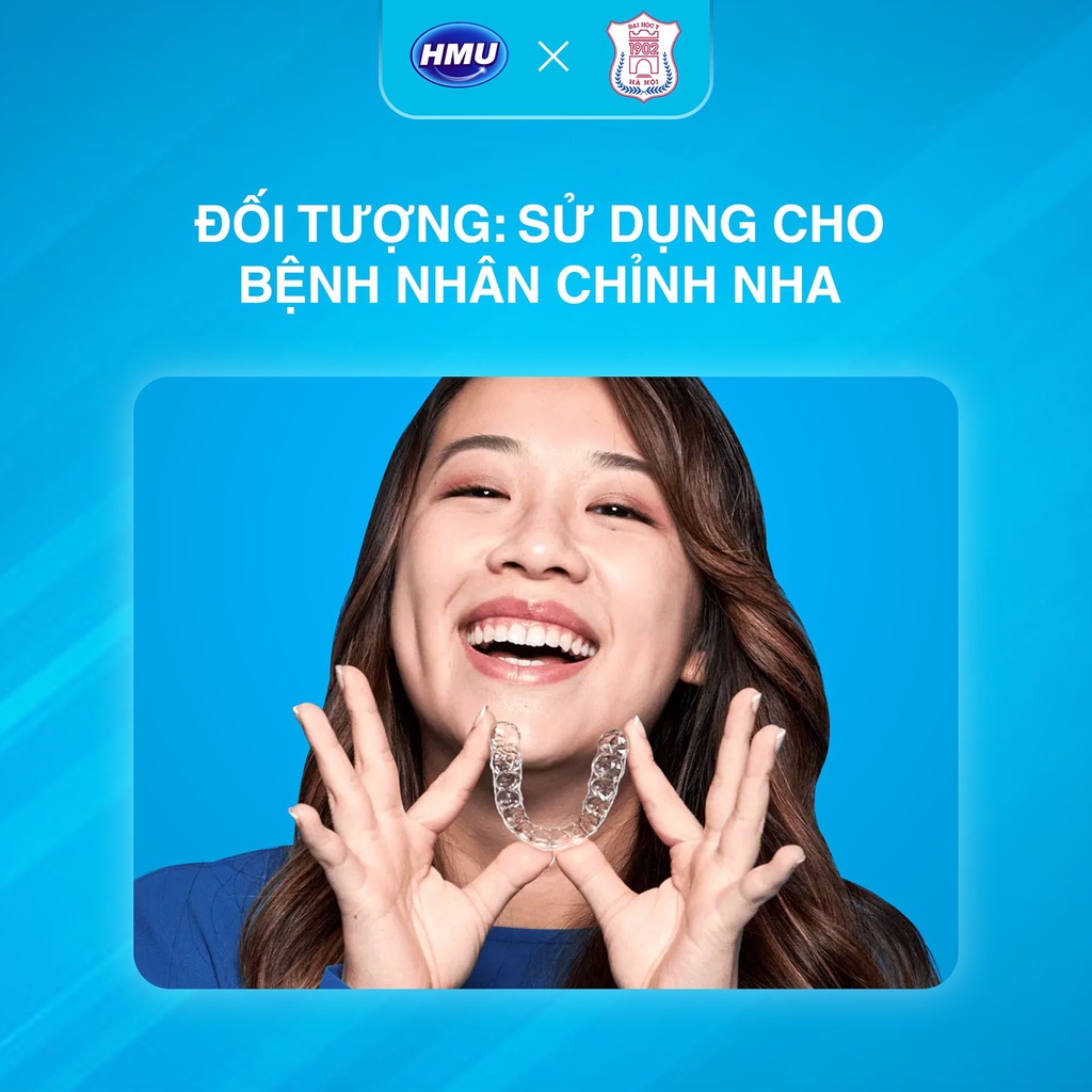 Nước súc miệng HMU Fluor Ortho 250ml dành cho bệnh nhân chỉnh nha niềng răng - Được Sáng Chế Bởi Đại Học Y