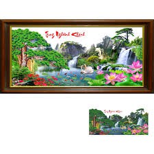 Tranh chấm hạt đính đá chấm đá tranh cườm TÙNG NGHÊNH KHÁCH VS207