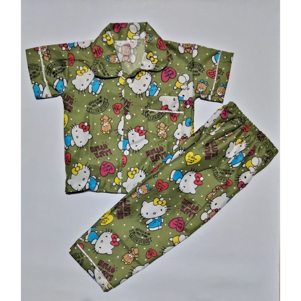 Bộ Đồ Ngủ Pijama In Hình Hello Kitty Cho Bé 1-16 Tuổi