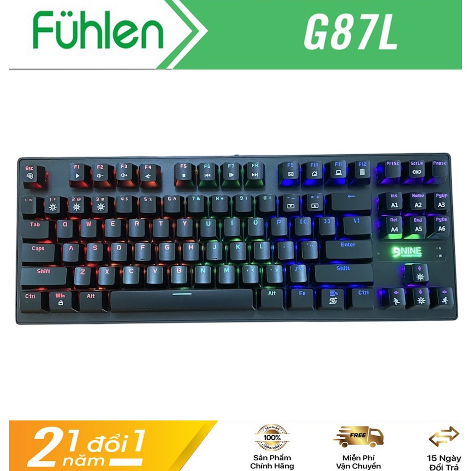 Bàn phím cơ Fuhlen G87L Blue switch- Black switch bảo hành 2 năm