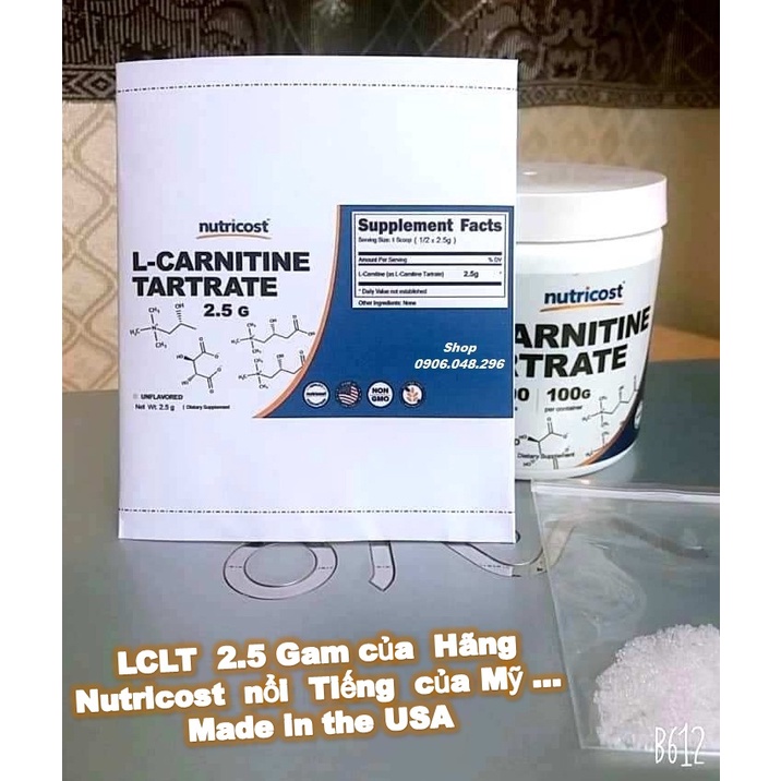 Gói LCLT 2.5 gam Hãng Nutricost nổi tiếng Mỹ ... Dùng  thoa ngoài pha với Minoxidi , Vitamin H ( B7 )  21st Century USA.