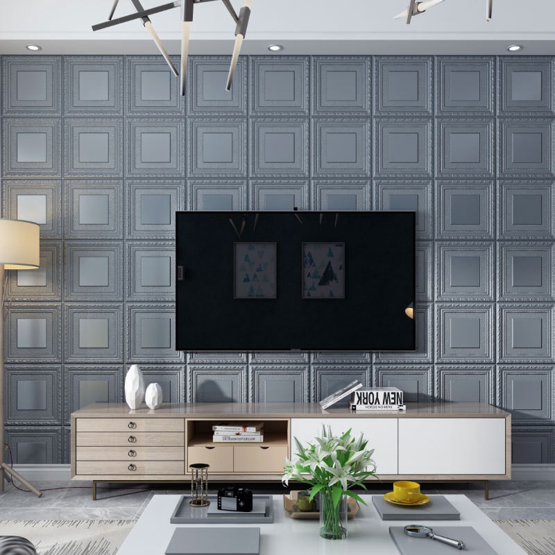 Miếng dán tường ba chiều bằng xốp cỡ 70*70cm trang trí cho phòng khách