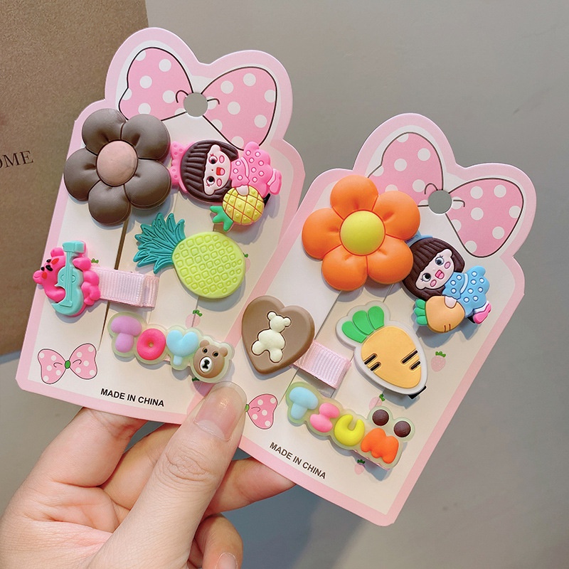 (Bán Buôn Sỉ) Set 5 kẹp tóc xinh xắn dễ thương phong cách Hàn Quốc cho bé yêu