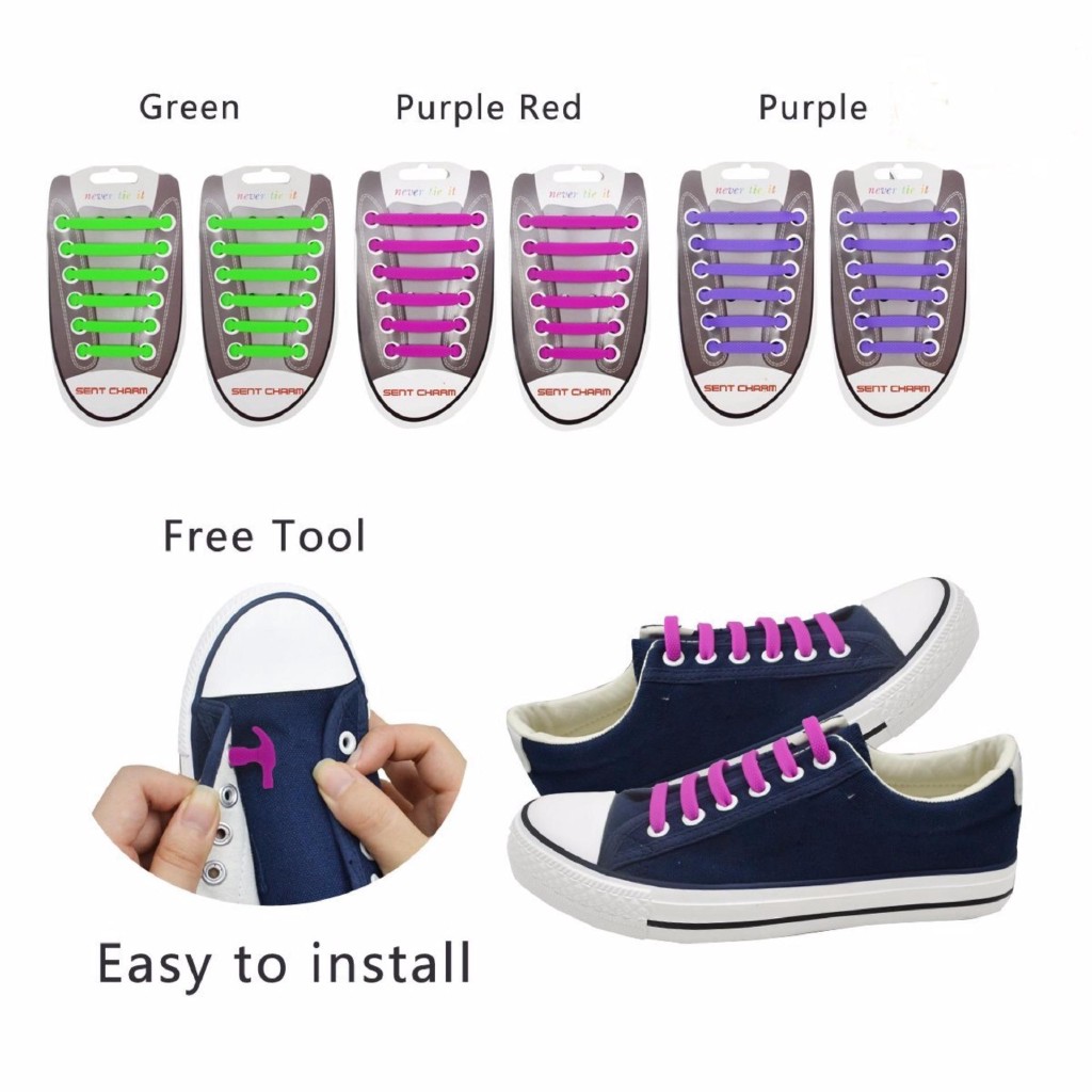 Dây giày cao su VTIE Shoelace mặt nhám từ silicon tiện lợi bộ 12 dây tiện lợi Phặn Phặn