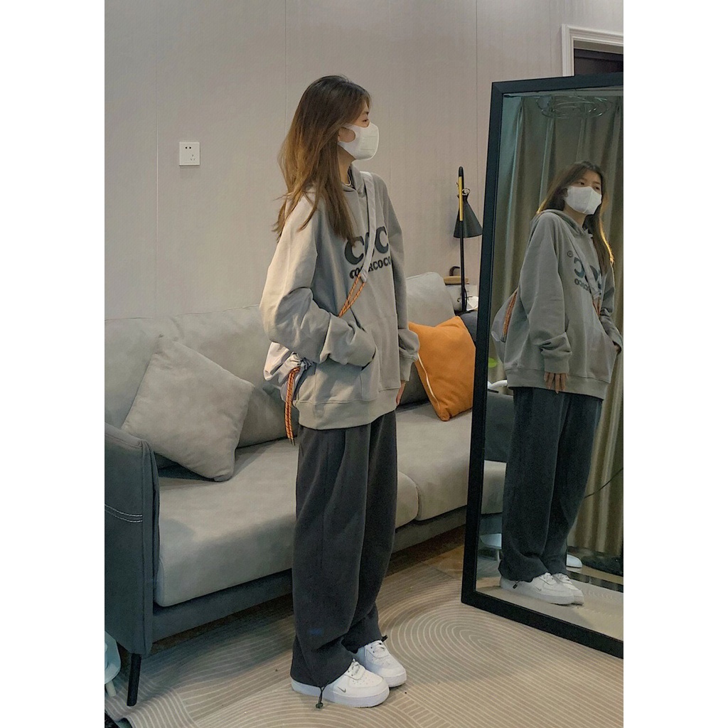 Quần Dài Lưng Cao Ống Rộng Phong Cách retro 4 Màu Sắc Lựa Chọn