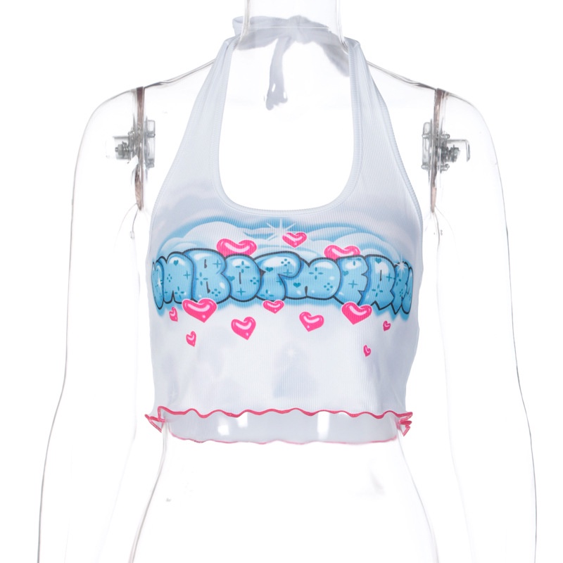 DUNEA Áo Hai Dây In Chữ Thời Trang Cá Tính Cho Nữ