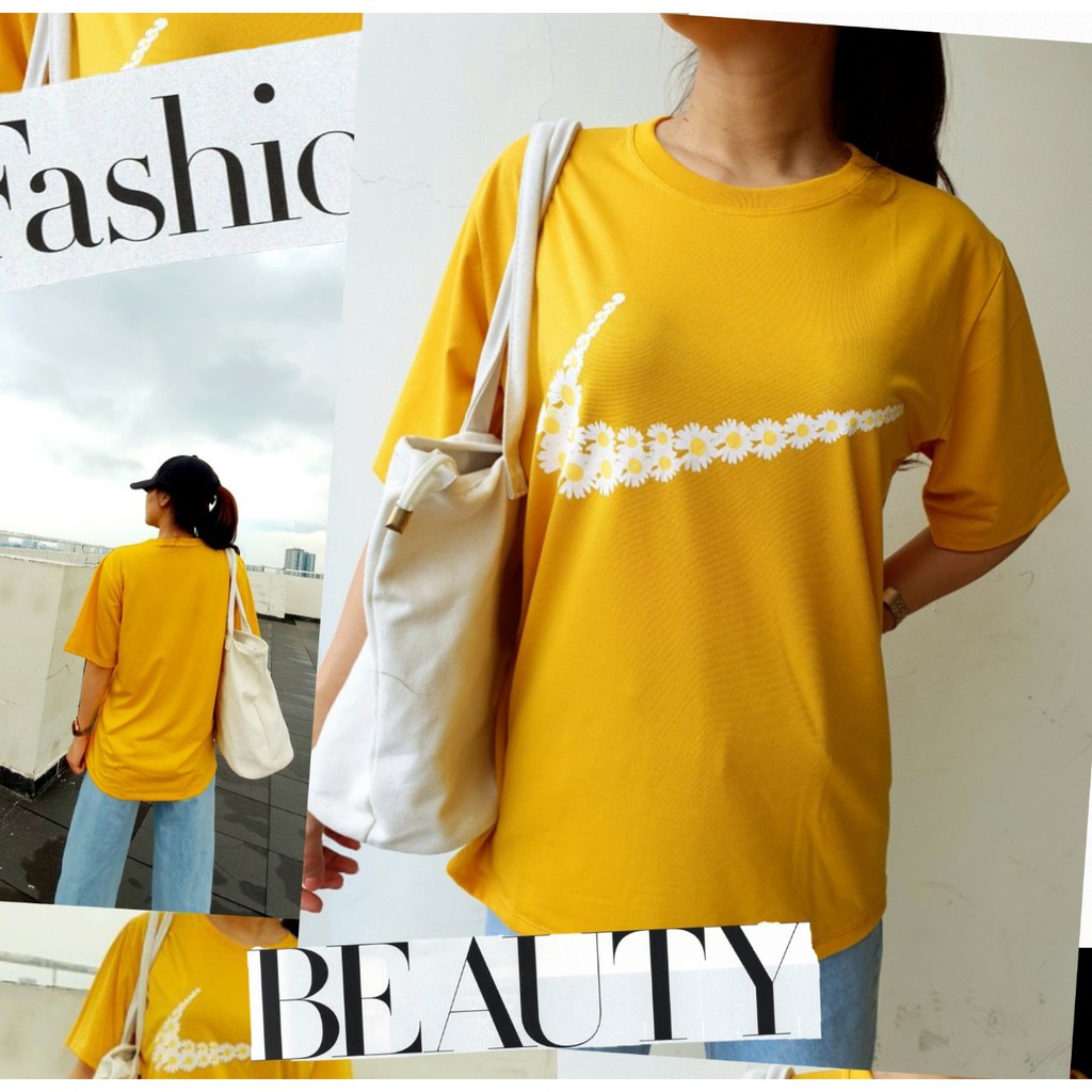 Áo Thun Nữ Cotton Cổ Tròn Form Rộng Tay Lỡ In Hình Hoa Cúc Cá Tính Đẹp Cao Cấp AP002-YEL