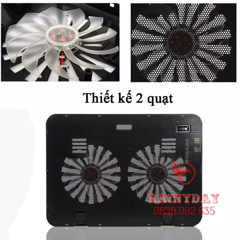 Đế tản nhiệt Laptop cho máy tính Macbook Cooler Master Gaming 2 quạt làm mát 13/14/15.6/16/17 inch