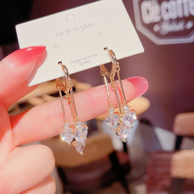 Khuyên Tai Tua Rua Dáng Dài Đính Đá zircon Siêu Lấp Lánh Thời Trang Nhật Hàn Mới 2022