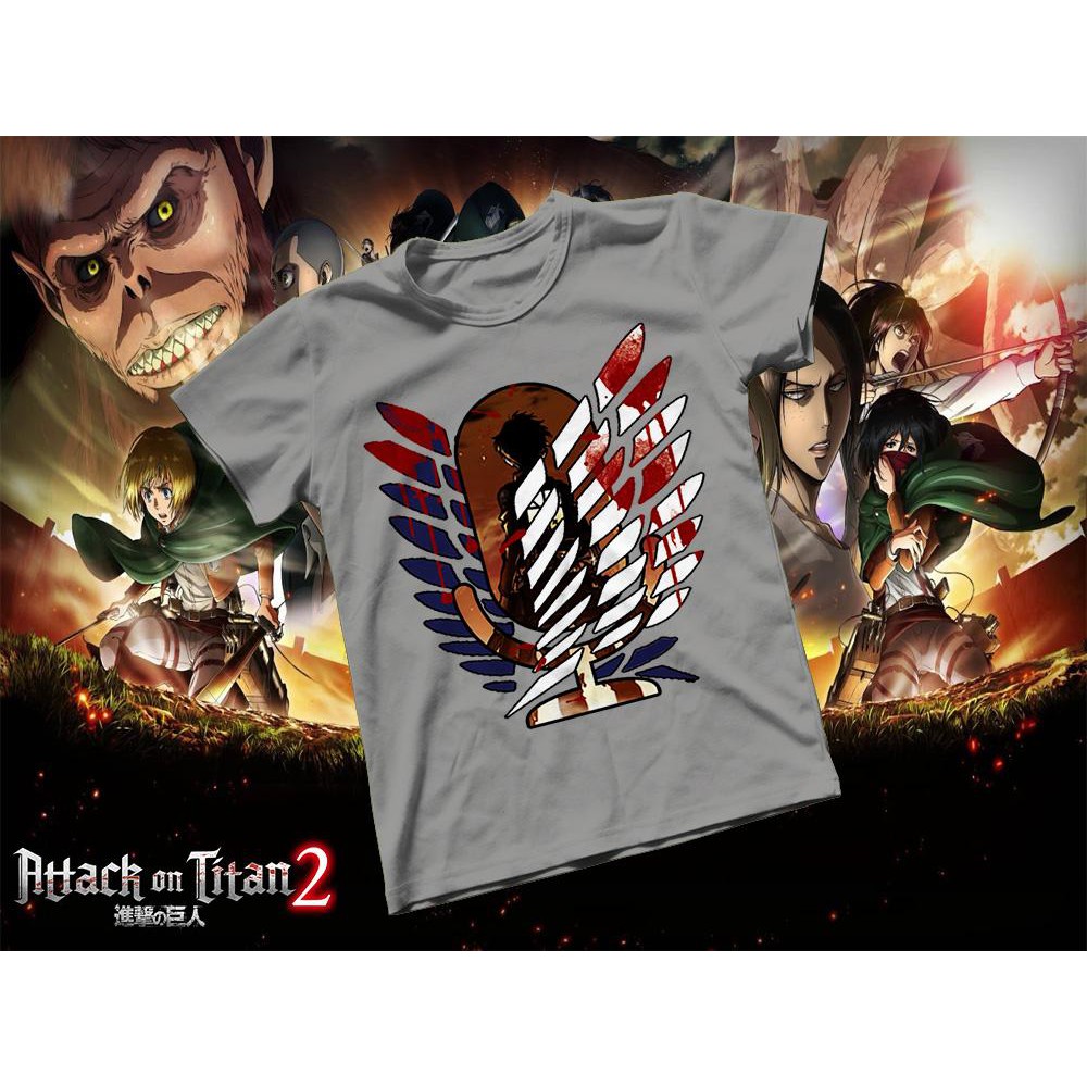 Áo thun Cotton Unisex - Anime - Attack on Titan - Biểu tượng quân phòng vệ