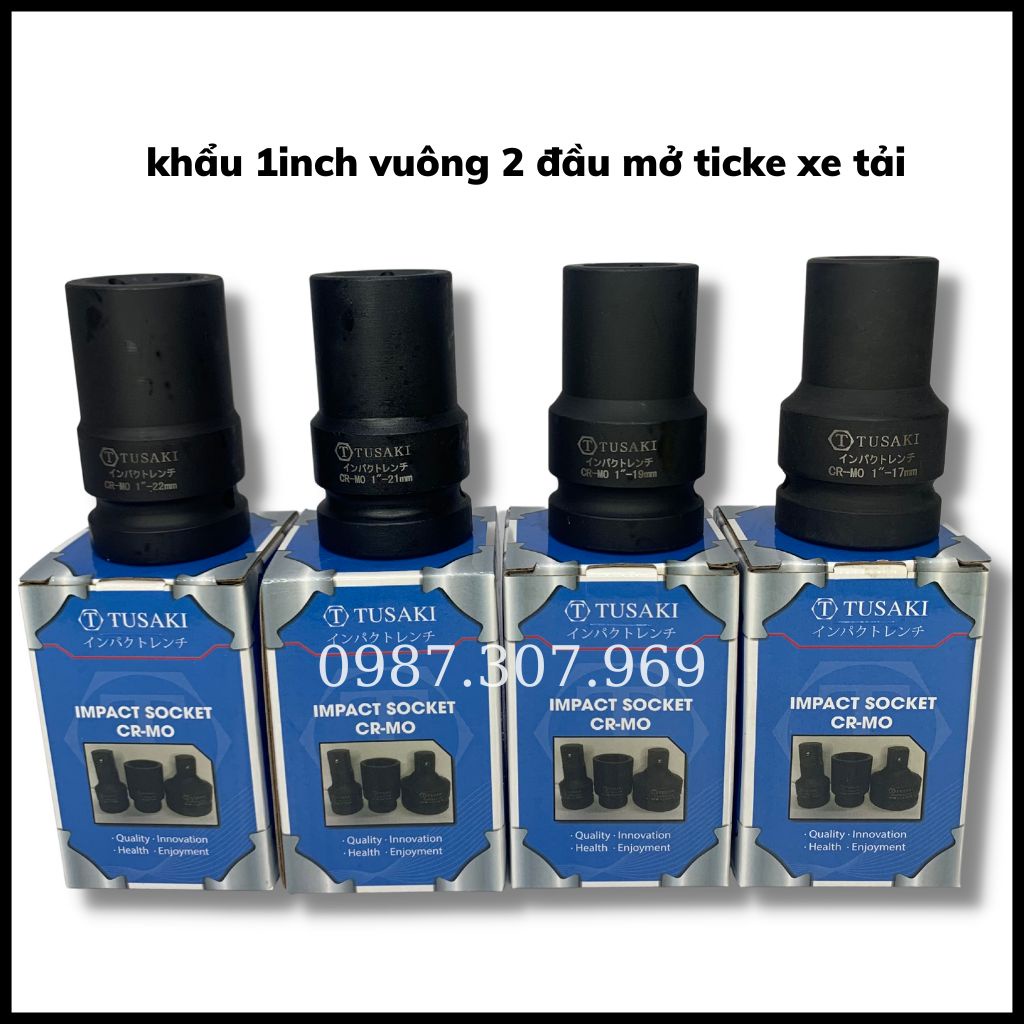 Đầu tuýp 1inch TUSAKI vuông 2 đầu mở tắc kê xe tải hàng  cao cấp