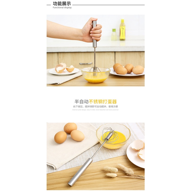 Dụng cụ đánh trứng bán tự động bằng thép không gỉ tiện lợi