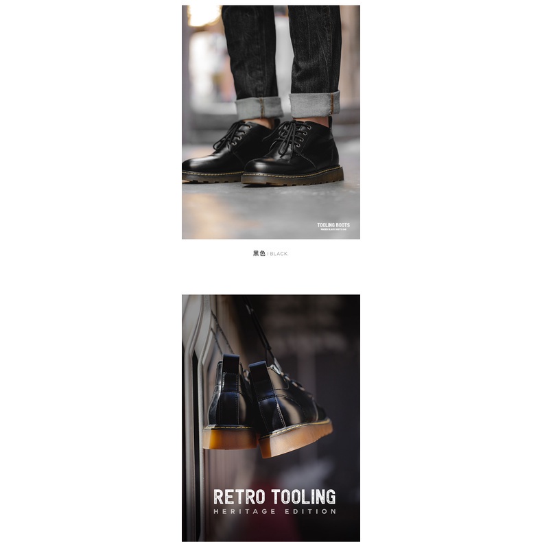 Giày bốt martin Maden màu đen phong cách Anh