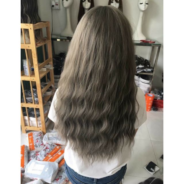 Tóc giả nguyên đầu xù xám 🥰Freeship🥰 mã 8102k