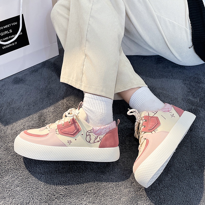 Ielgy Giày Thể Thao Đế Dày Mũi To Phong Cách Nhật Bản Cho Nữ