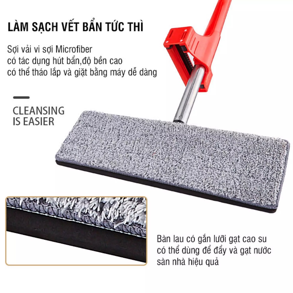 Cây lau nhà tự vắt thông minh xoay 360 độ, chổi lau sạch khô nhanh. Lusen K2