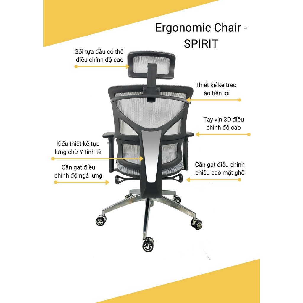 Ghế văn phòng ergonomic ghế làm việc Công Thái Học Spirit