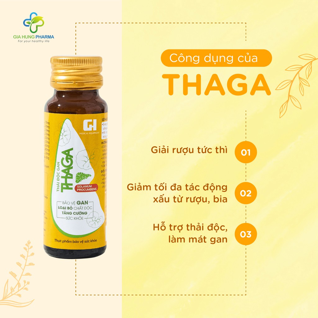 Detox Thải Độc Gan THAGA Bổ gan Làm mát gan Ngăn ngừa men gan cao do Bia Rượu - Hộp 3 chai và Hộp 10 chai x 50ml