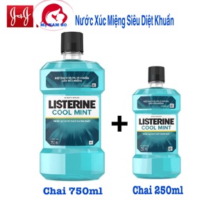 Cặp 2 Chai Nước Xúc Miệng Thơm Mát Sạch Khuẩn 750ml và 250ml Siêu tiết kiệm