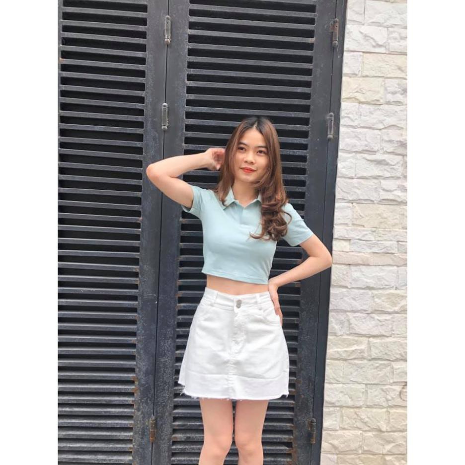 Áo Croptop ⚡SIÊU SALE⚡Áo CropTop Thun Cổ Sơ Mi Ulzzang Style Xuka Shop