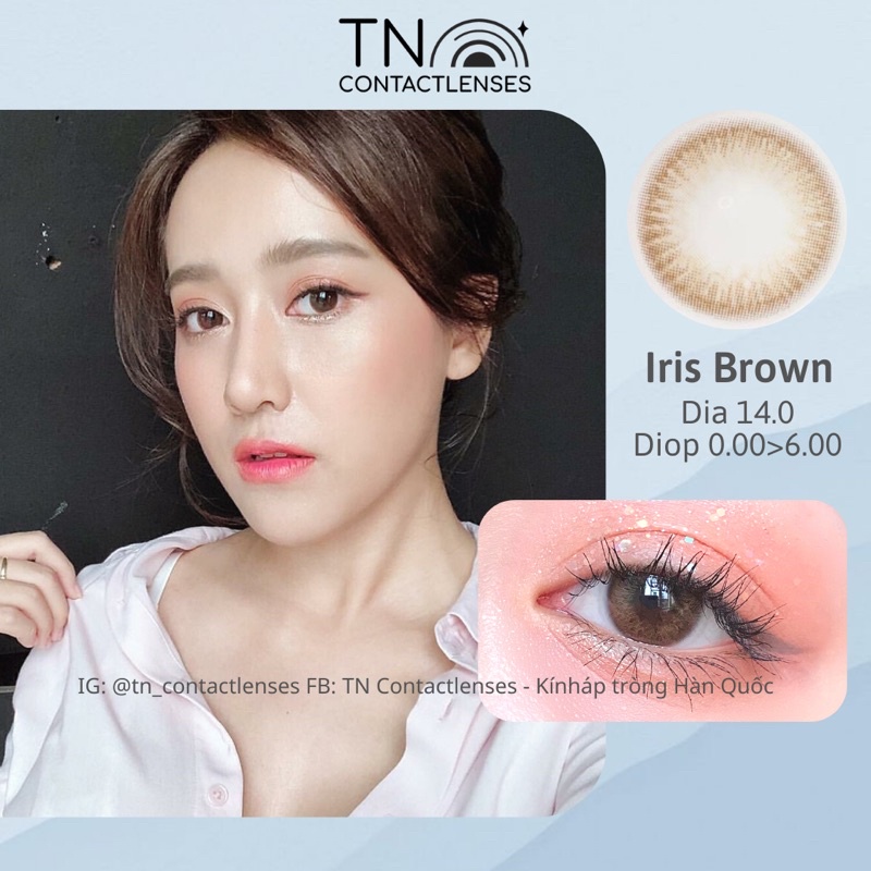 [HOT] Kính áp tròng Hàn Quốc cao cấp đeo 12/24h màu Iris Brown nâu gỗ tự nhiên - không giãn - HSD 1 năm