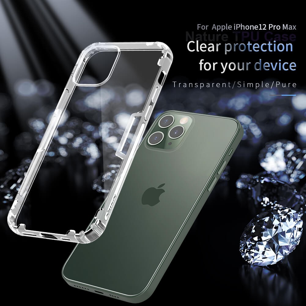 Ốp lưng iPhone 12 Pro Max / iPhone 12 Pro/ 12/ 12 mini chính hãng Nillkin Nature silicon dẻo trong suốt chống sốc