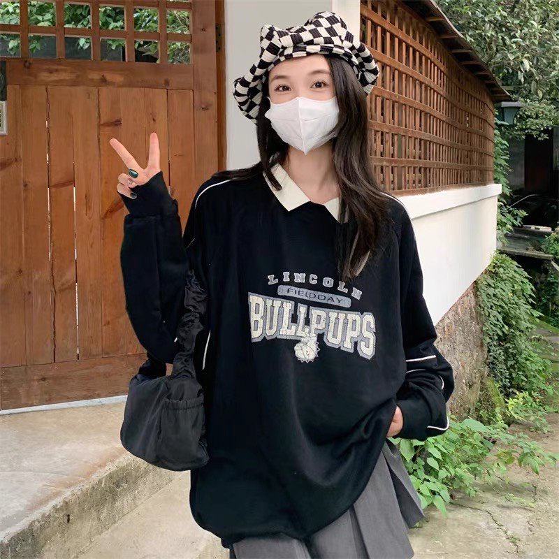 Áo Sweater nữ cổ bẻ siêu xinh dáng Unisex chất liệu nỉ phong cách cá tính TMH026