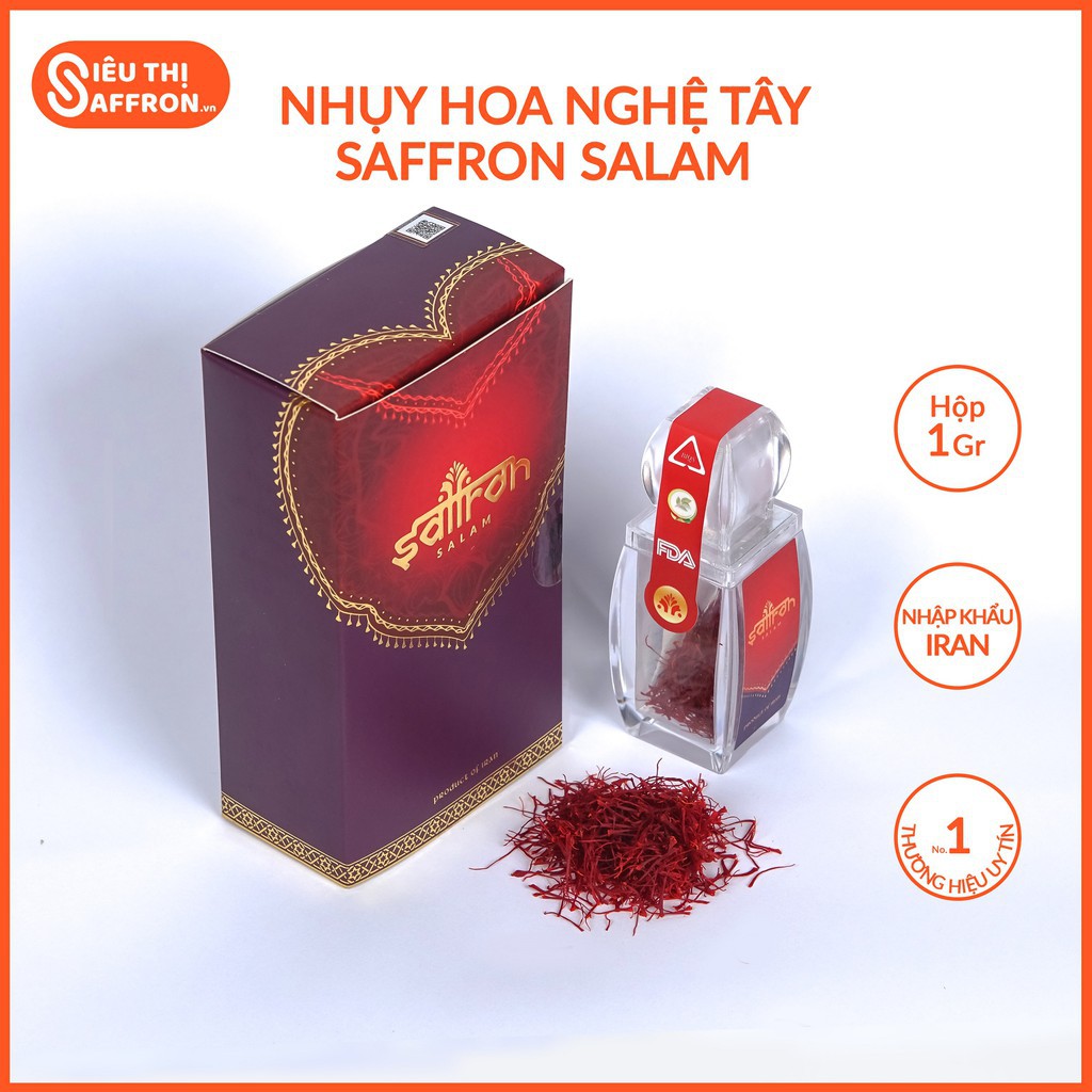 Combo Saffron SALAM cao cấp hộp 1Gr + 1Gr bột Saffron Powder