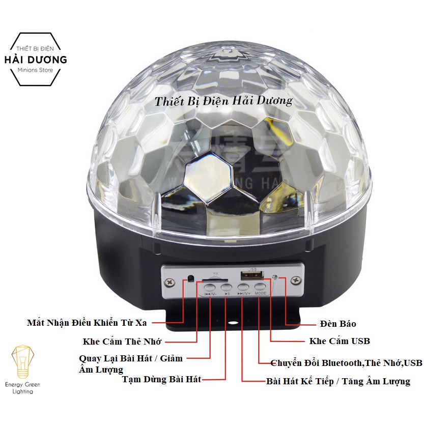 Đèn Led 9 Màu Trang Trí Sân Khấu Cầu Xoay Cảm Biến Theo Nhạc DF-900 / DF-902F / DF-902USB - Tích Hợp Loa - Có Điều Khiển