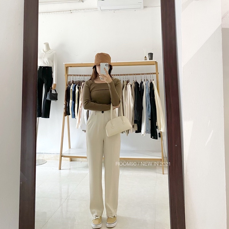 [ Ảnh thật ] Quần tây dáng suông nhỏ 2173